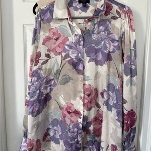 Haver London Floral Button-Up Blouse in Lavender & Rose